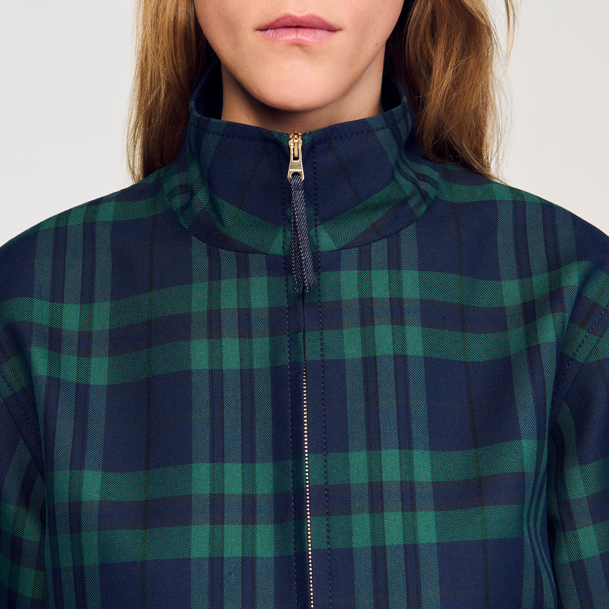 Checked jacket blue For Women | Sandro Paris