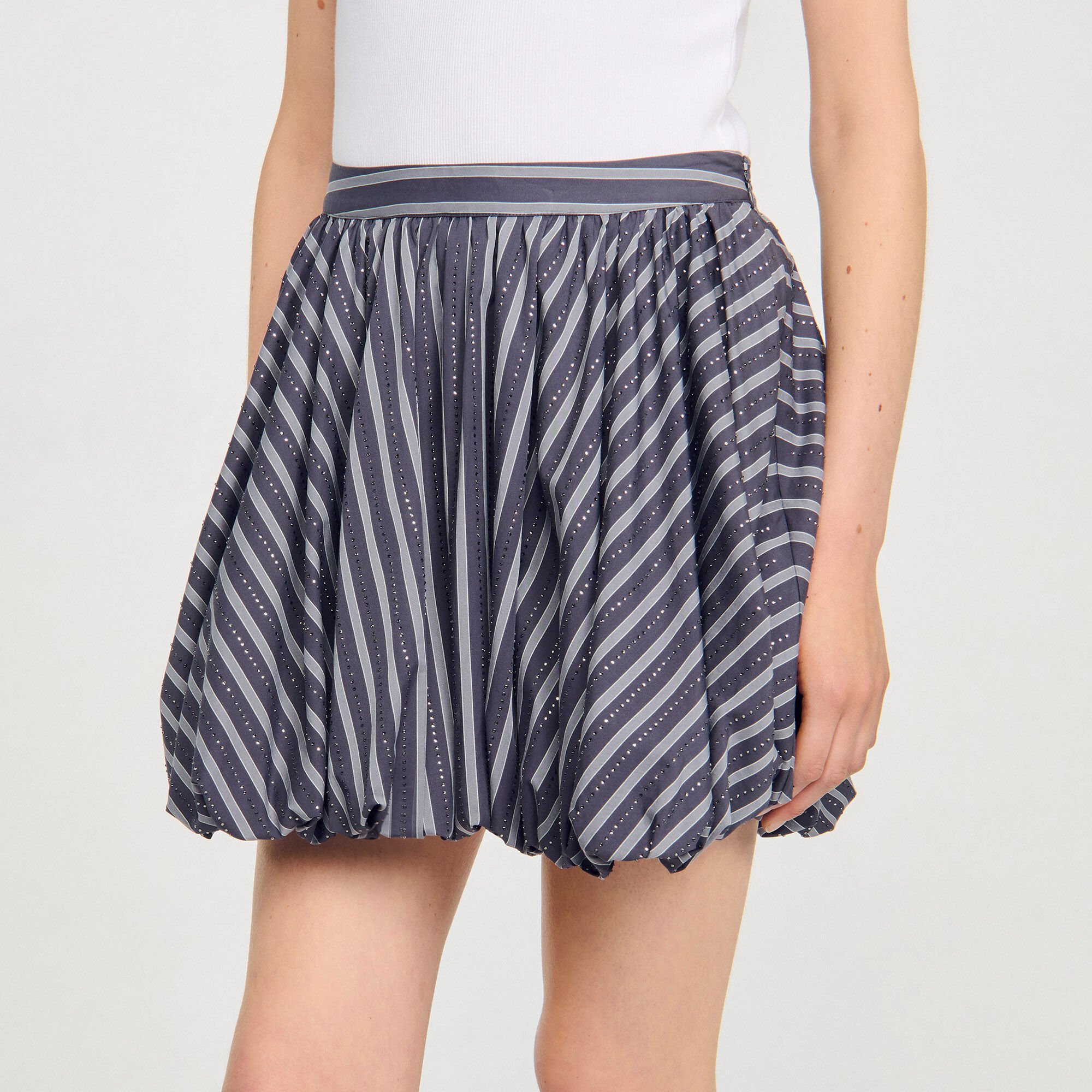 Striped rhinestone bubble skirt