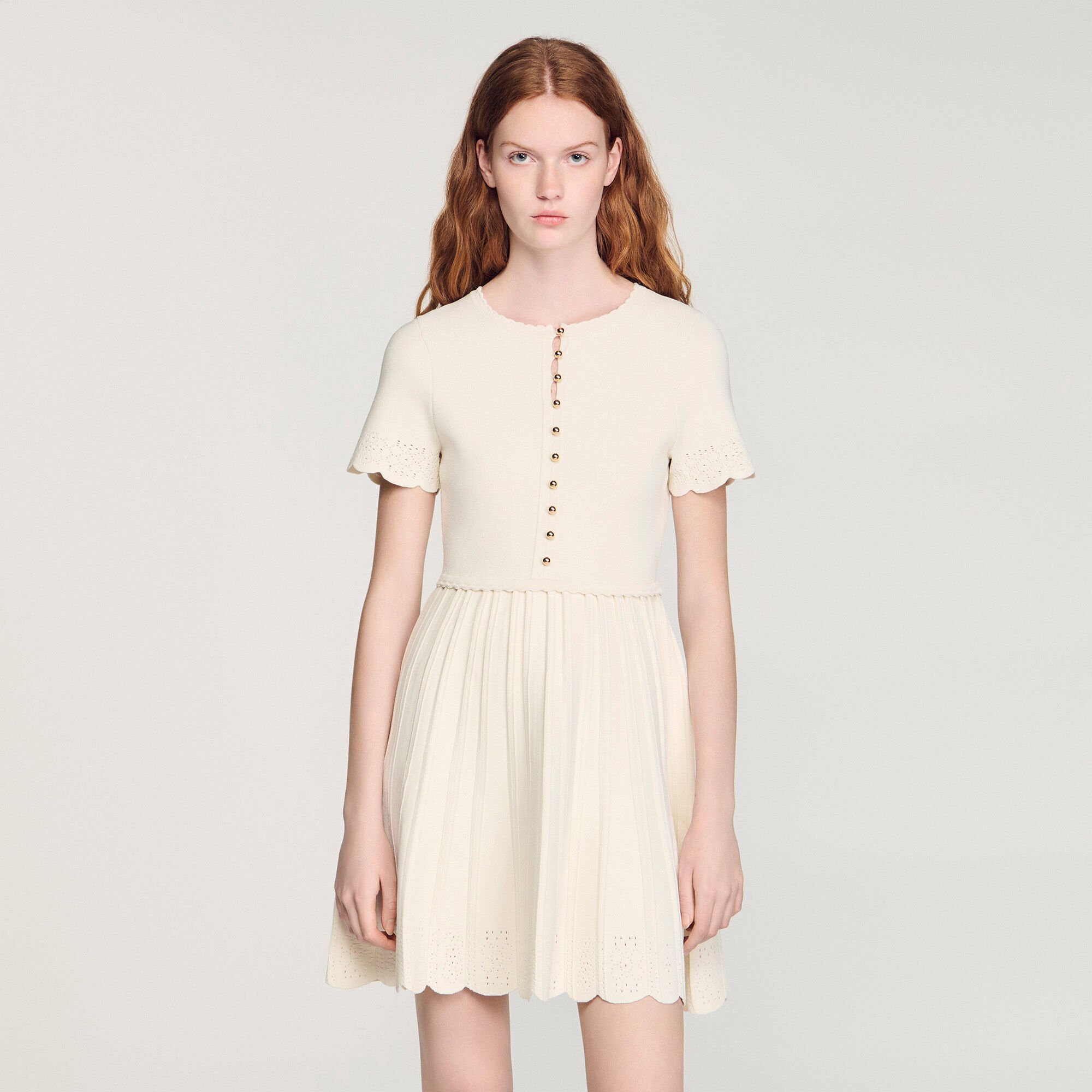 Pointelle knit mini dress