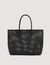 Woven tote bag with patch