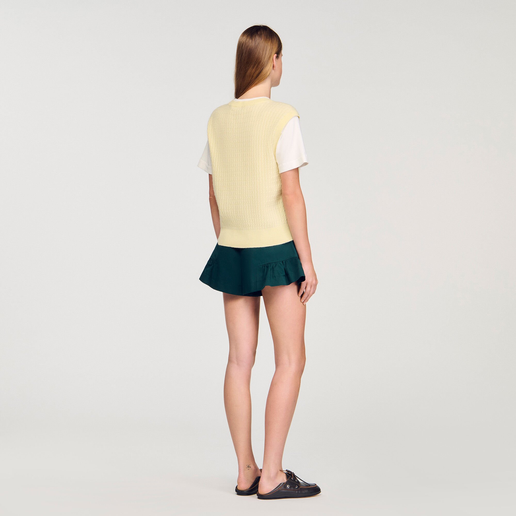 Dual-material knit sweater