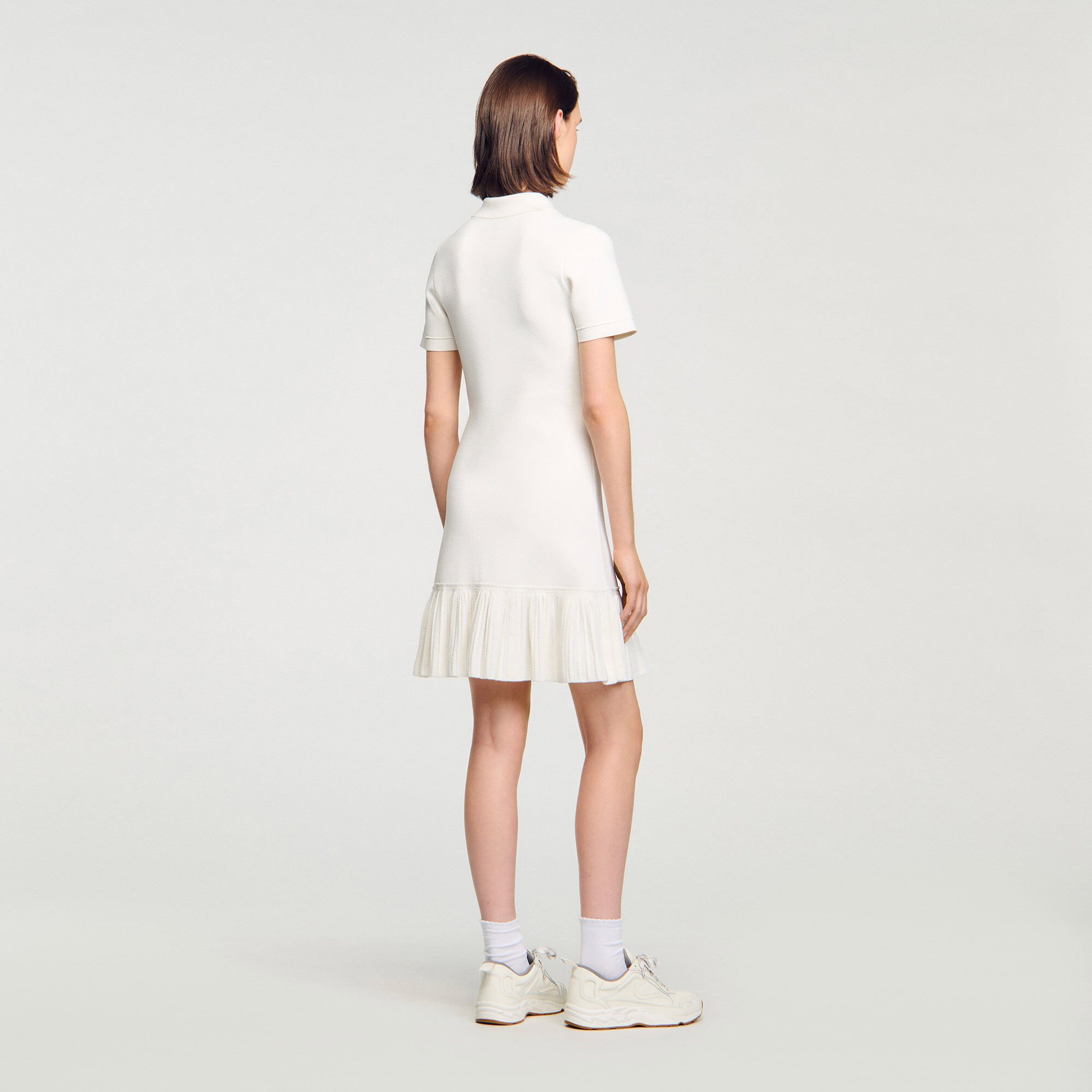 Mini knit dress with polo neck