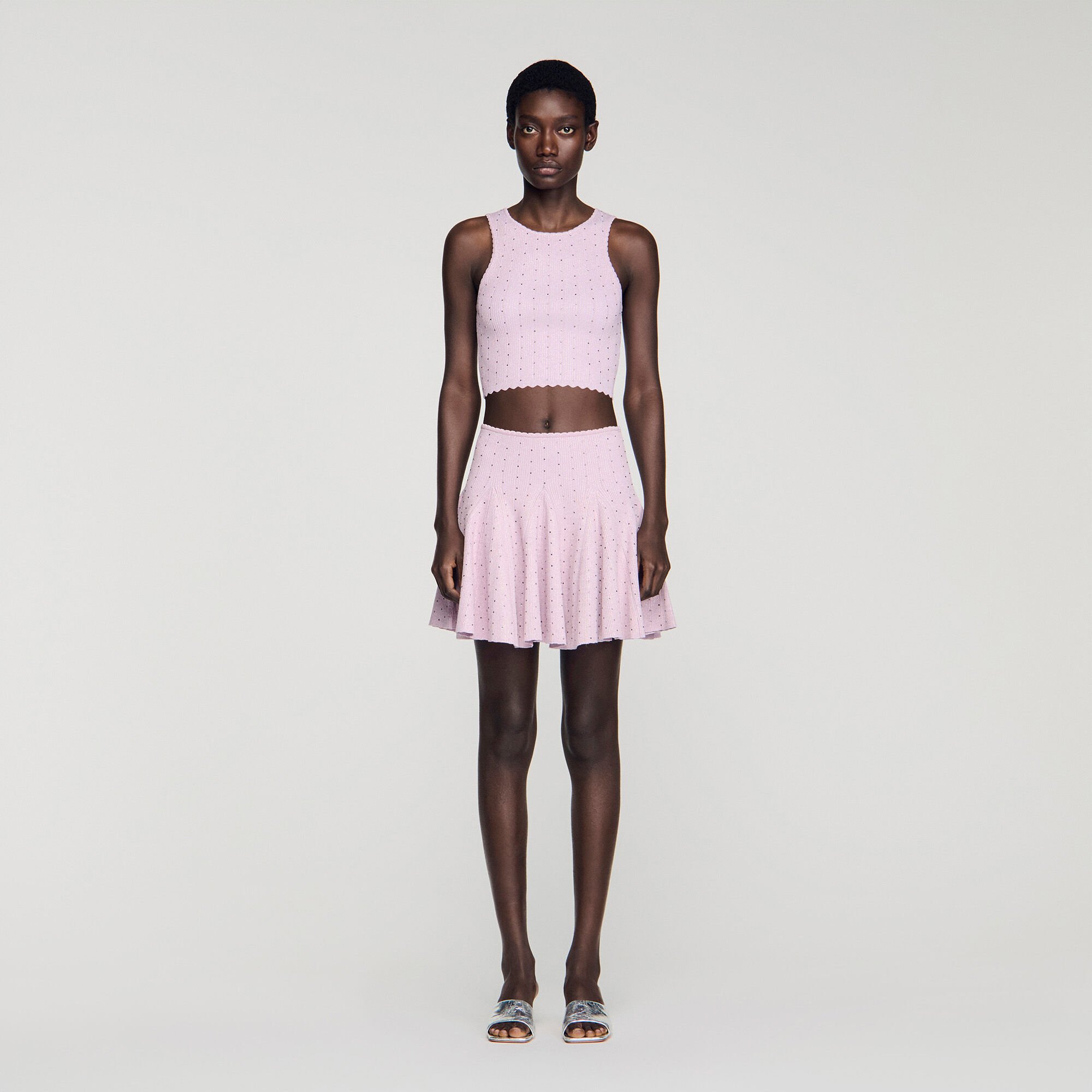 Rhinestone knit crop top