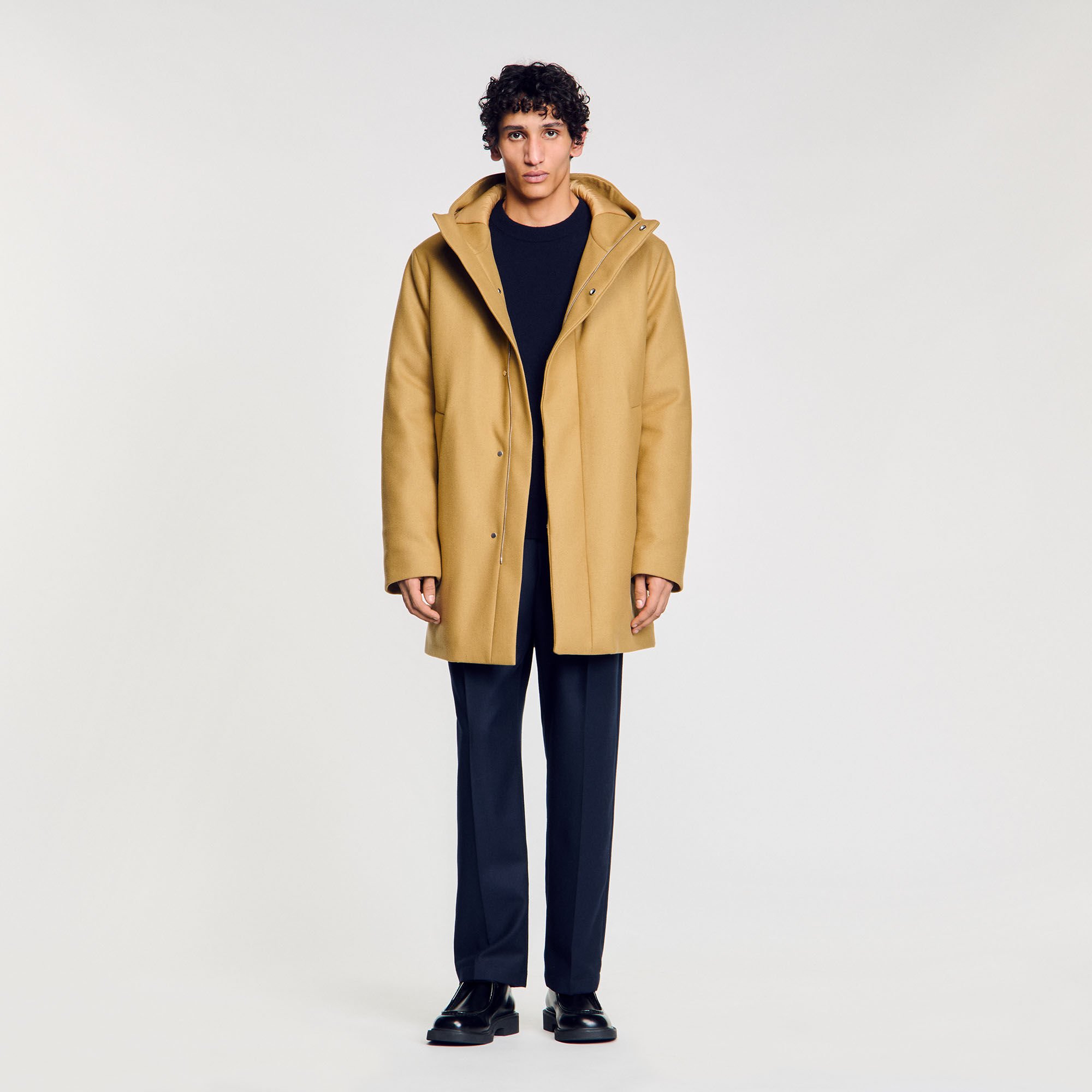 Hooded wool parka