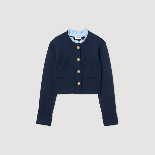Cardigan with ruffle collar