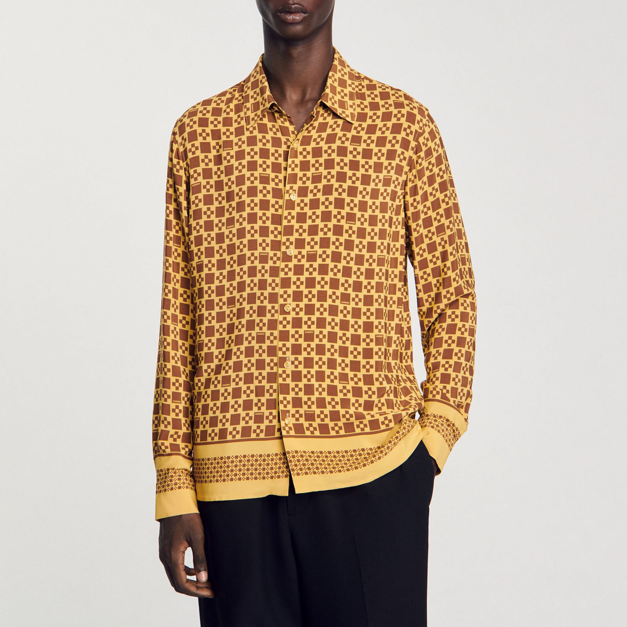 Square cross motif flowing shirt