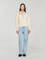Contrast polo-neck knit sweater