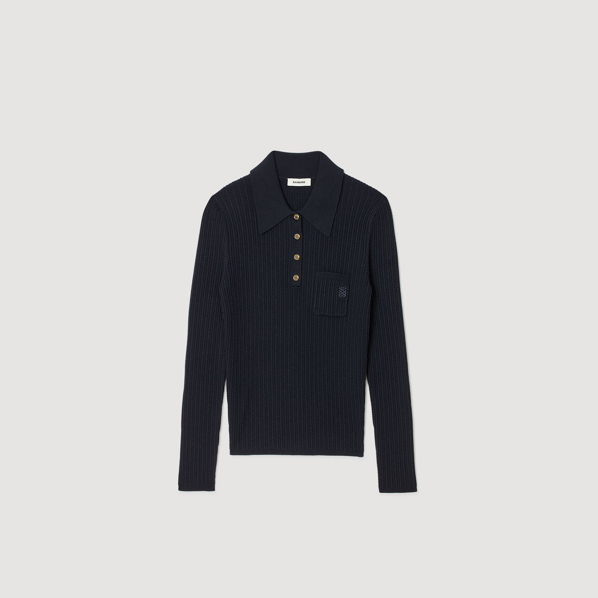 Cable knit polo sweater
