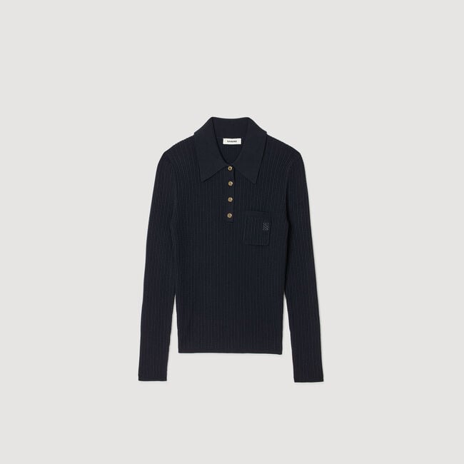 Cable knit polo sweater