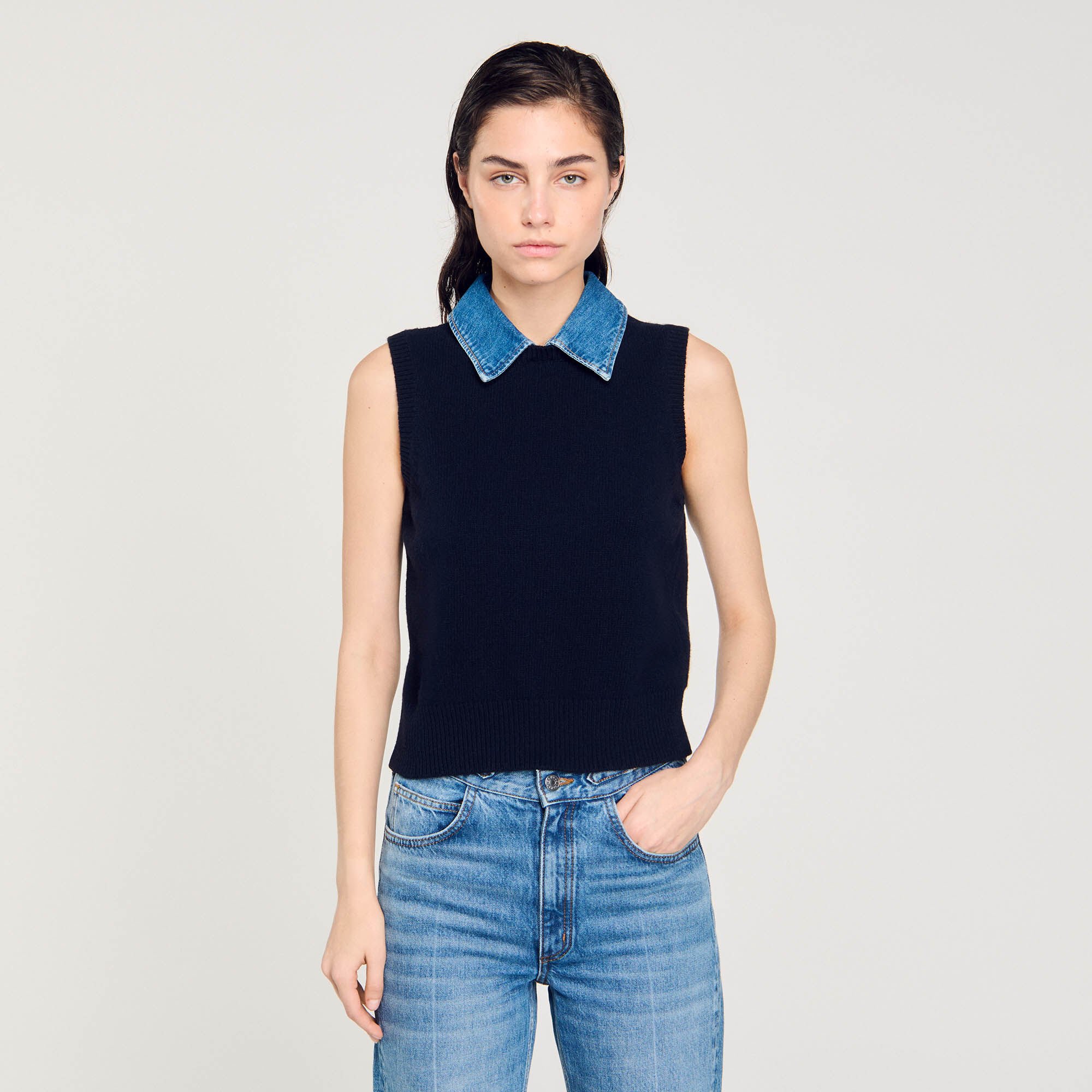 Sweater With Removable Collar 