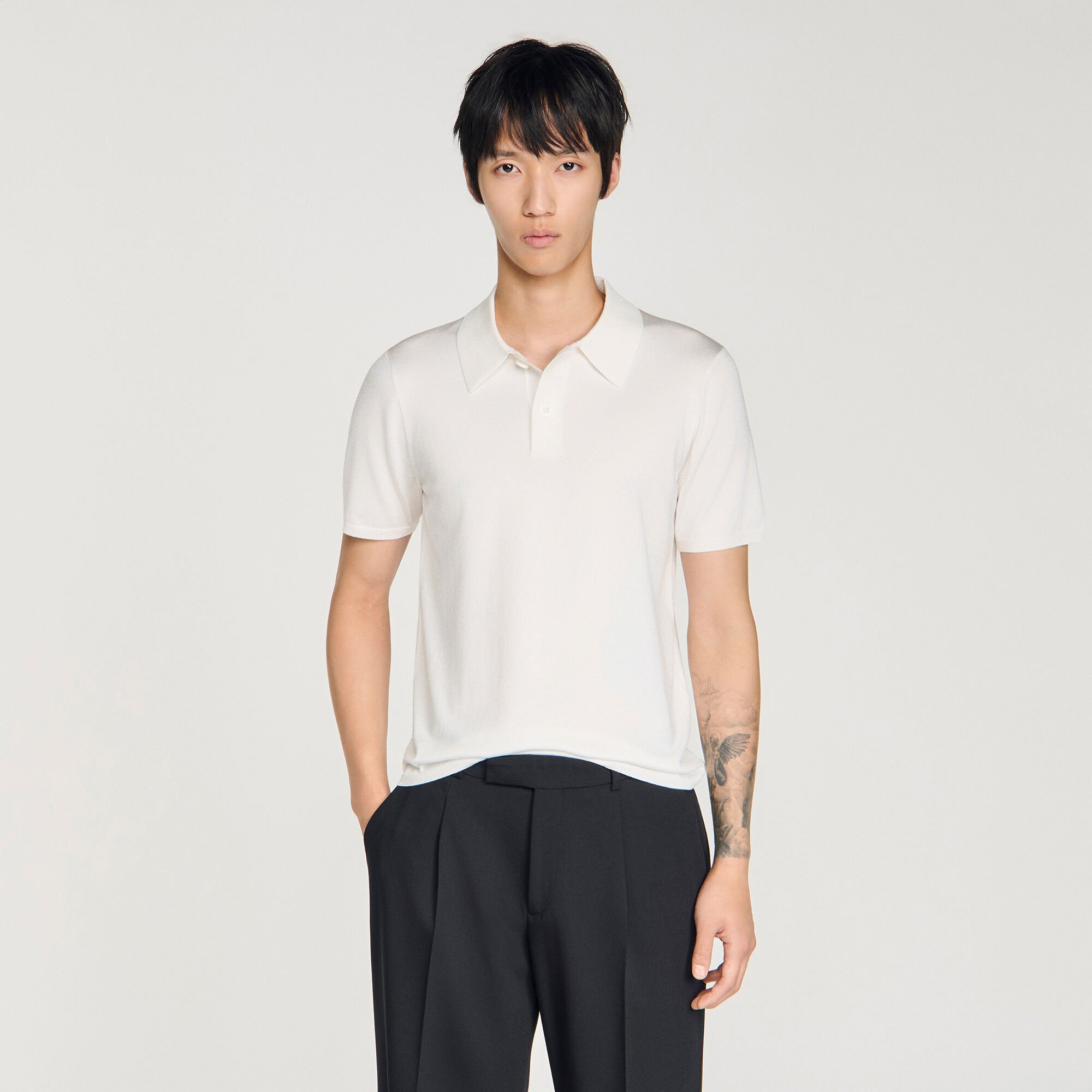 Short-sleeve knitted polo shirt