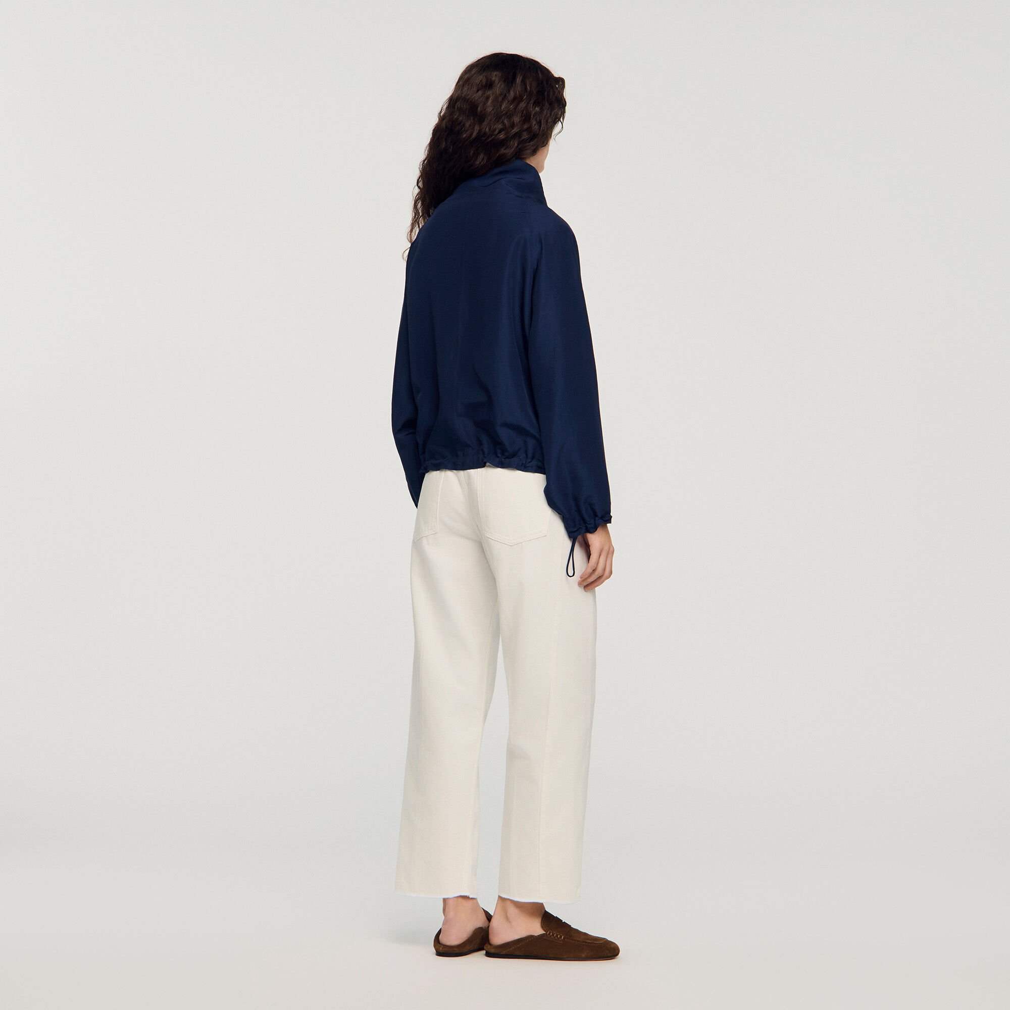 Embroidered collar oversized jacket