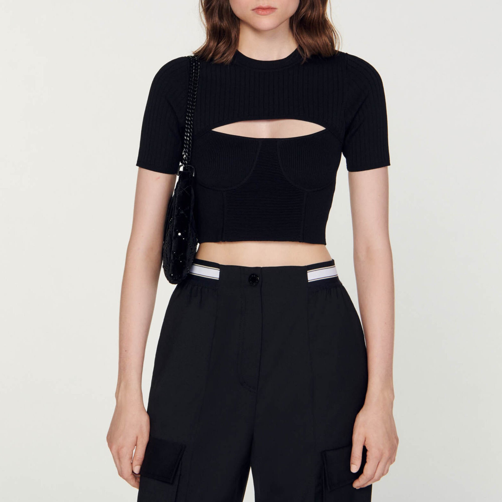 Cropped openwork jumper