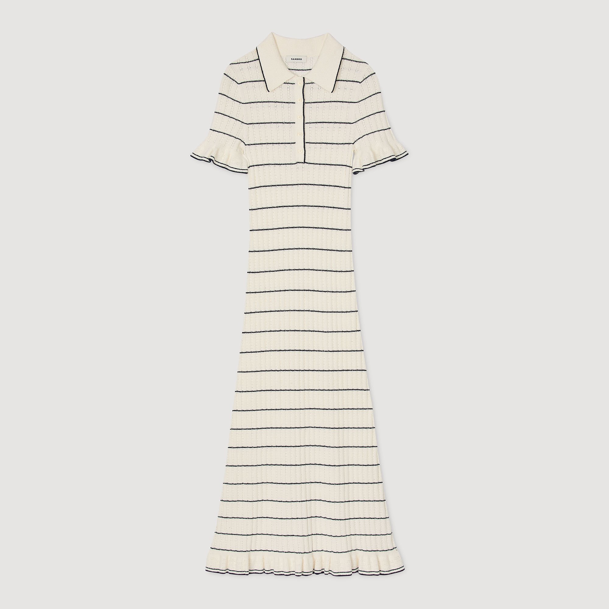 Knitted maxi dress with polo neck white / beige For Women