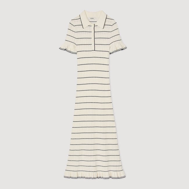 Knitted maxi dress with polo neck
