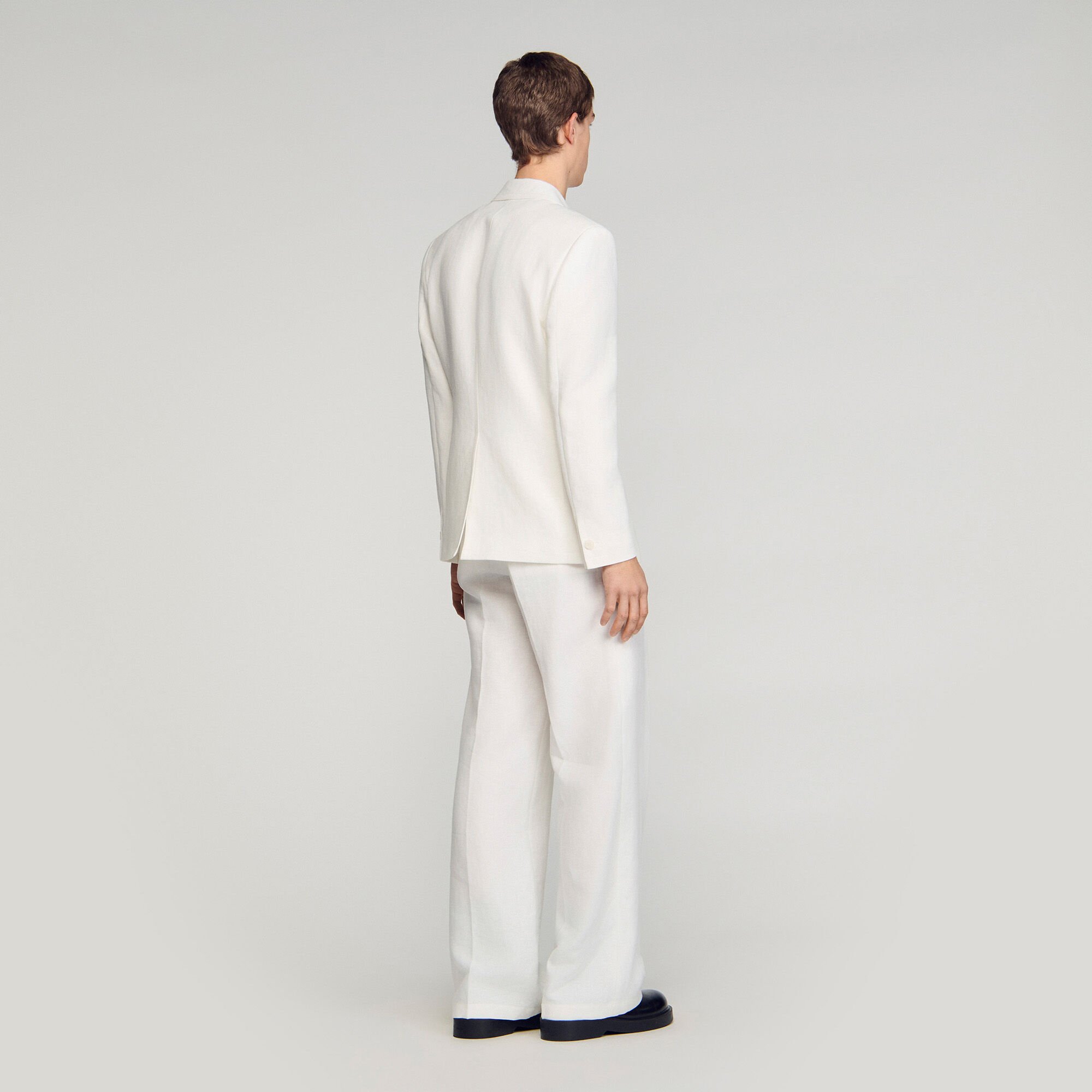 Double-breasted linen suit jacket