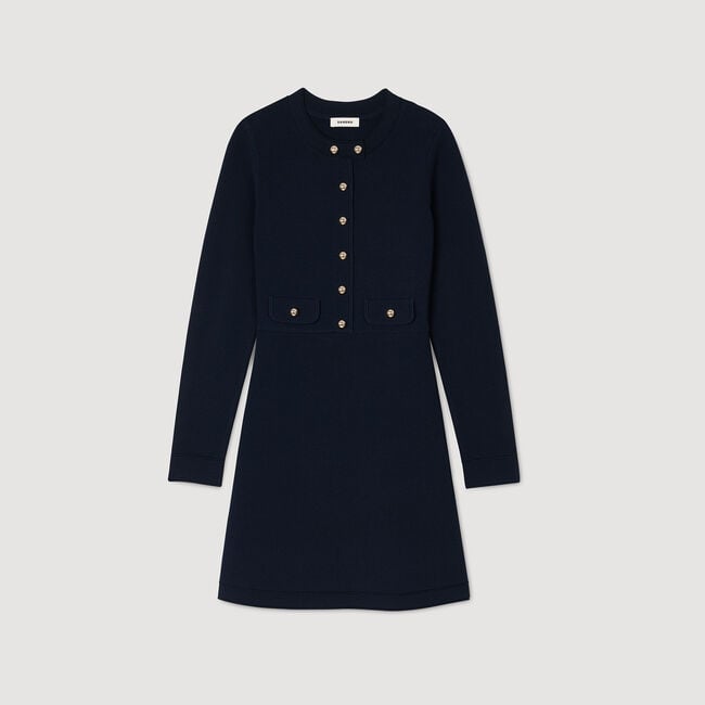 Mini button-up knit dress