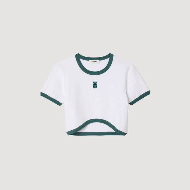 Two-tone cropped T-shirt