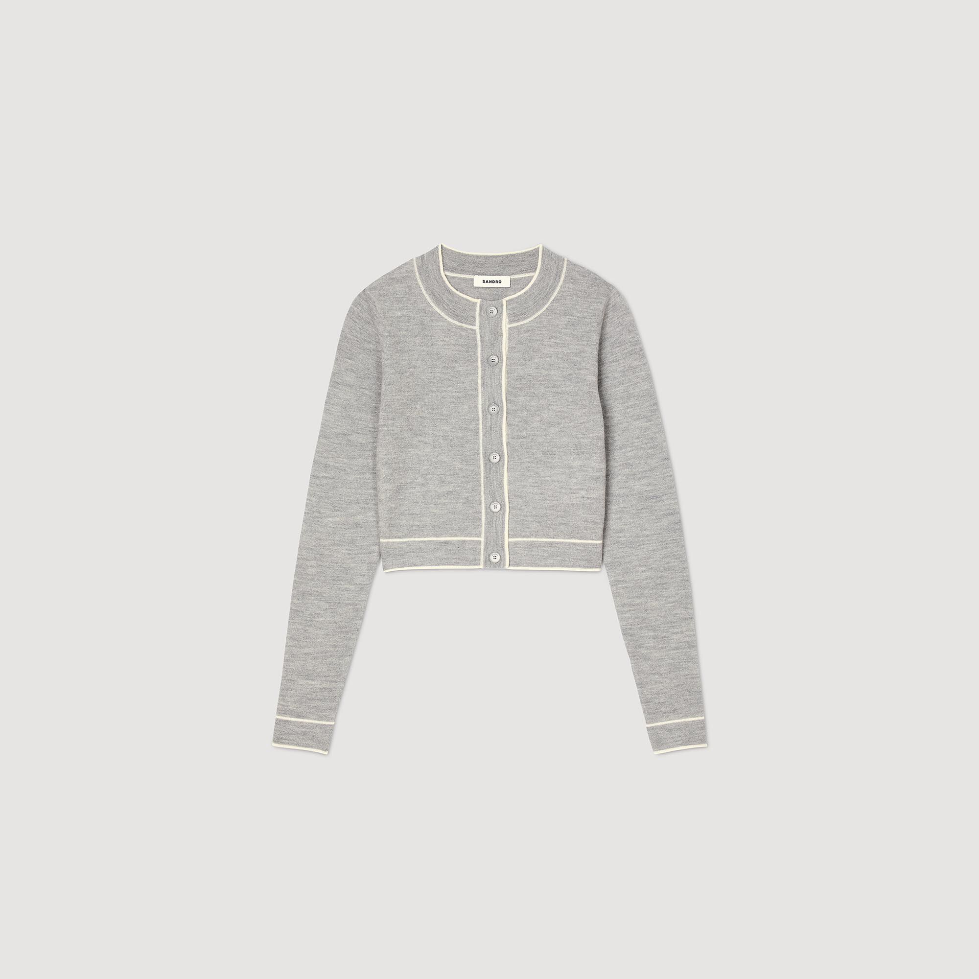 Cropped cardigan black / gray For Women | Sandro Paris Cropped cardigan black / gray For Women | Sandro Paris