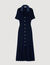 Denim collar knit maxi dress