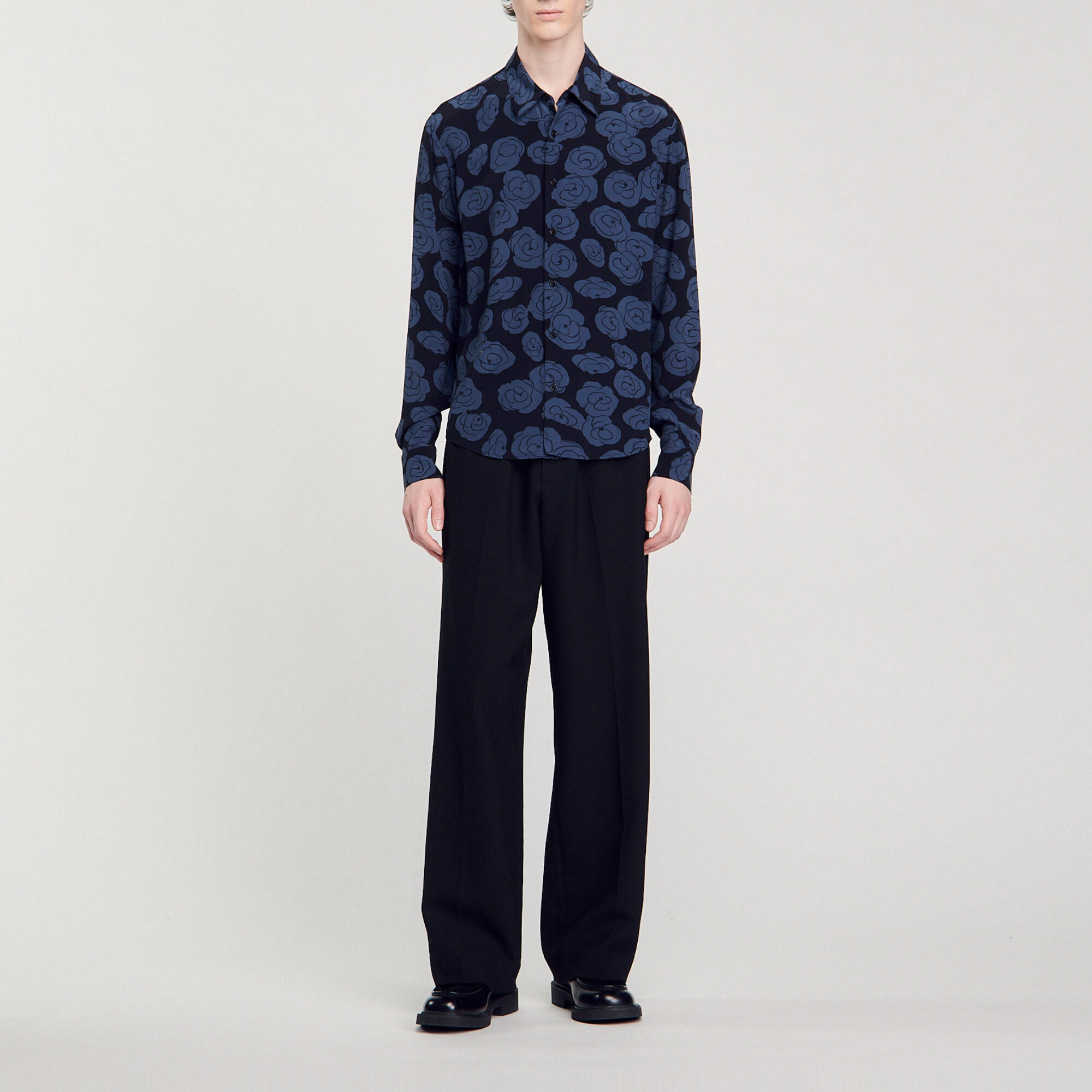 Camellia motif shirt