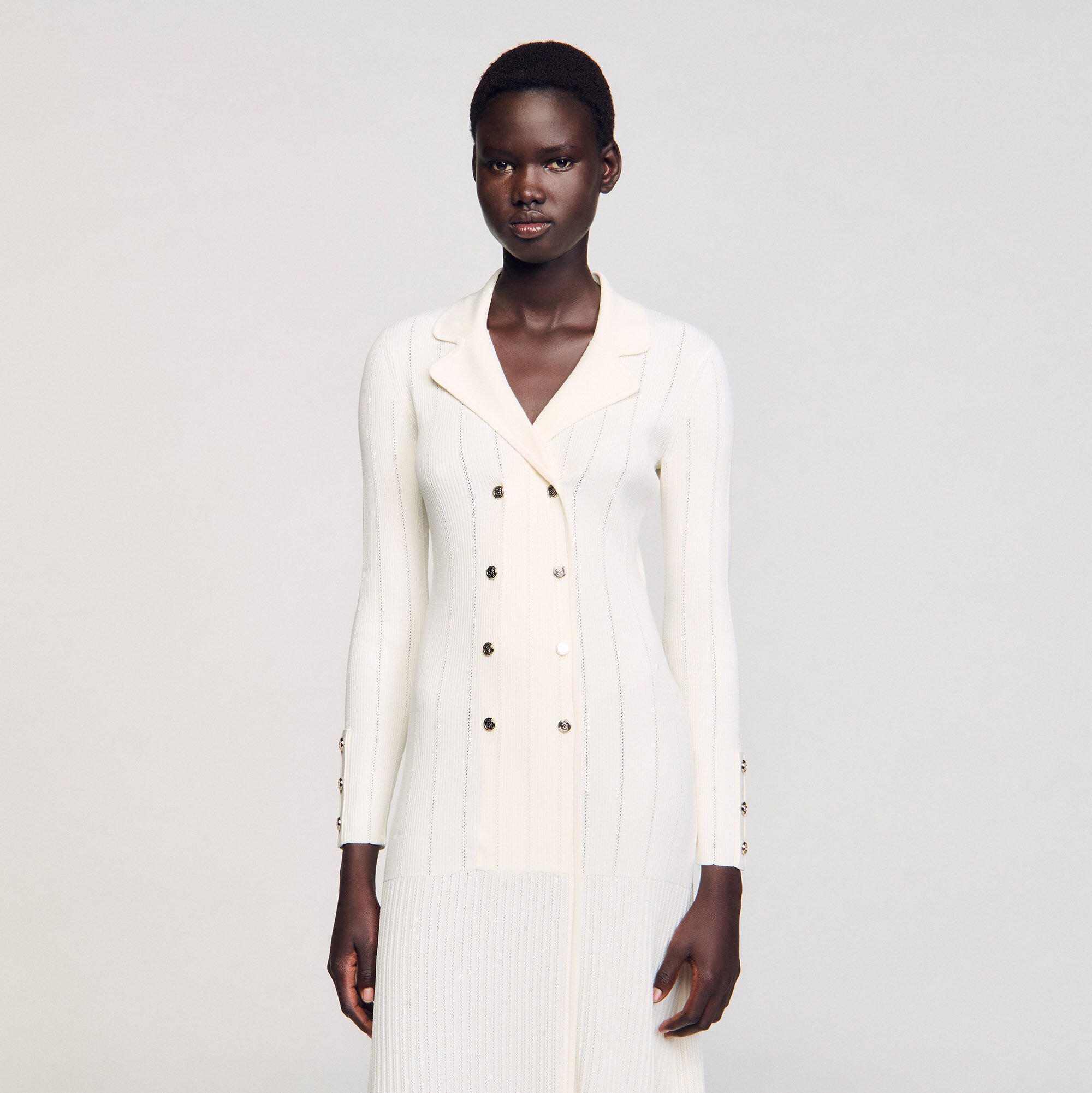 Knit maxi dress white / beige For Women | Sandro Paris