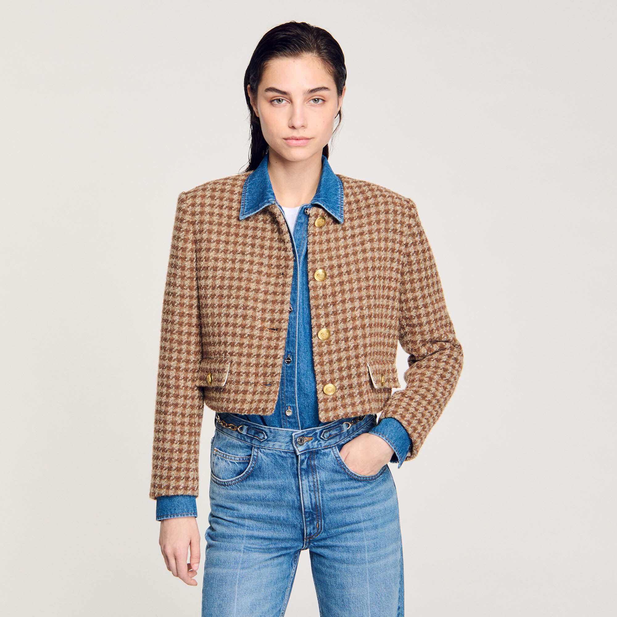 Short checked jacket