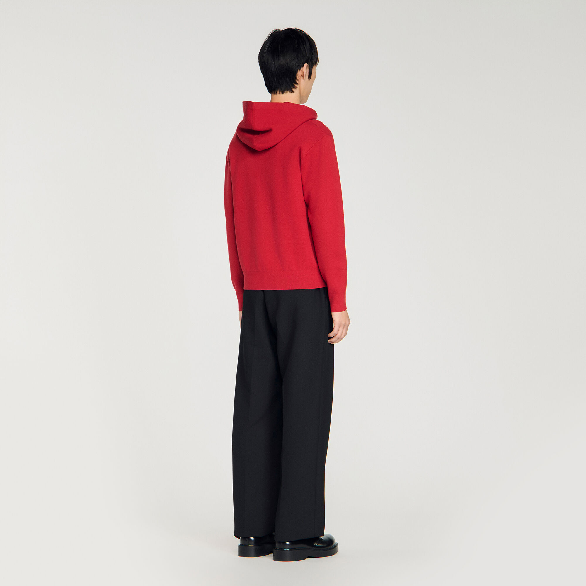 Animal print zip-up cardigan in Red for Men | Sandro Paris