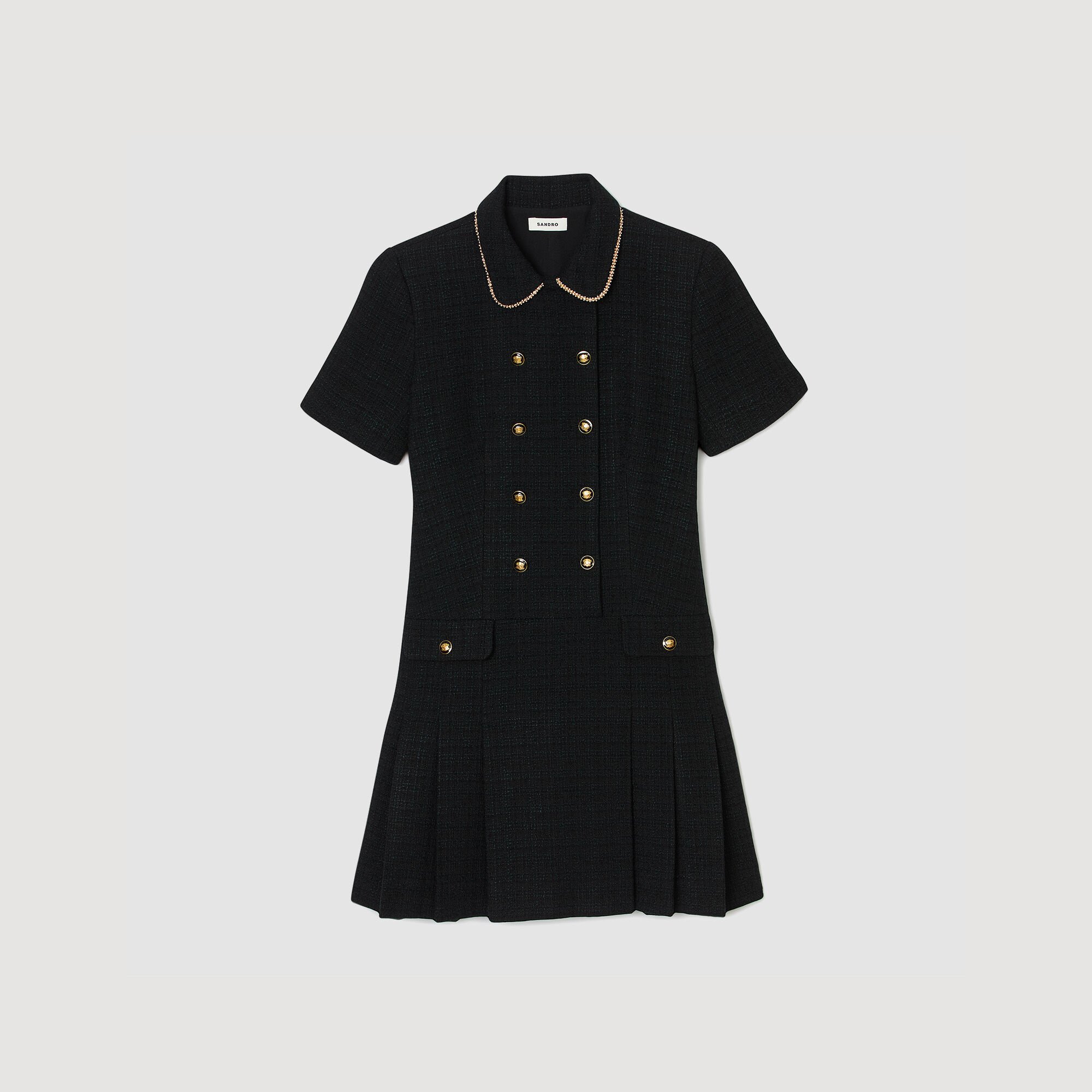 Mini buttoned tweed dress