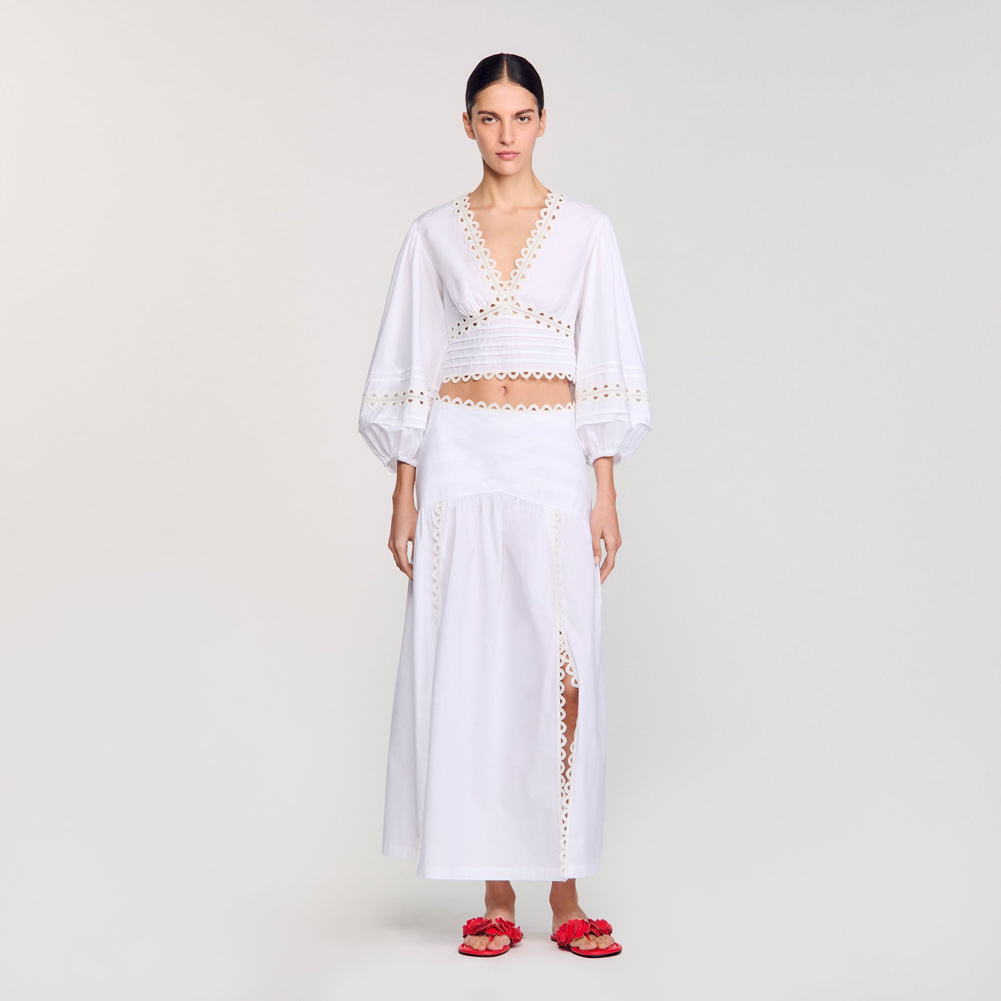 Long poplin skirt