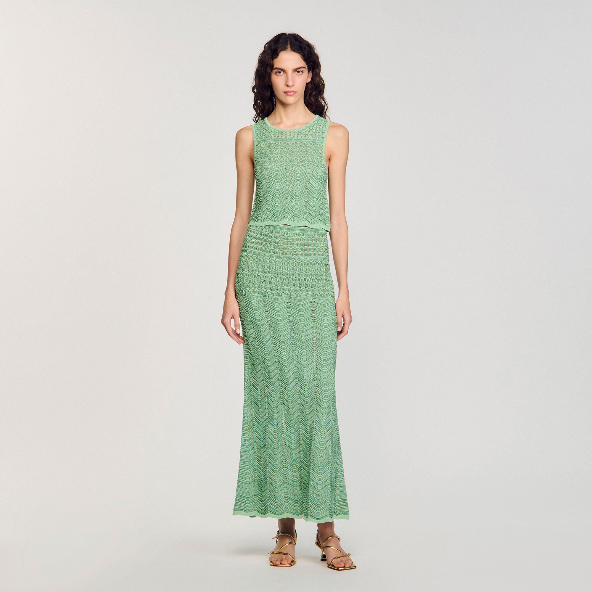 デパート 送料無料 Decorative Paris Sandro | Women For green top knit ベスト+ジレ