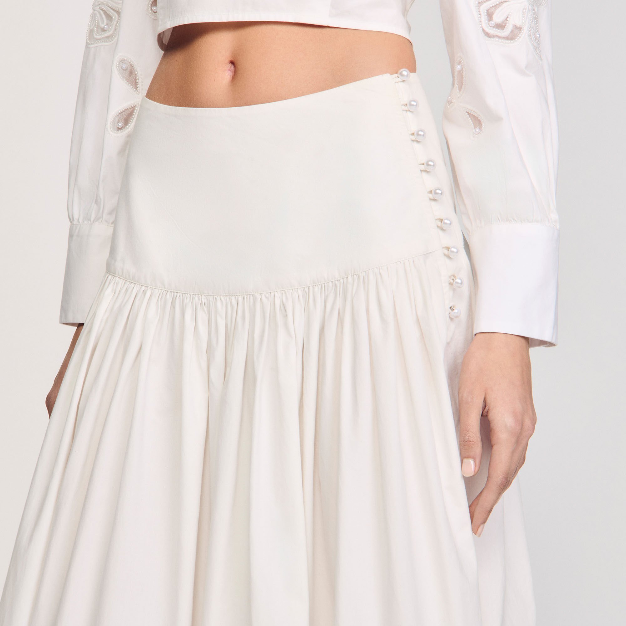 Maxi poplin skirt