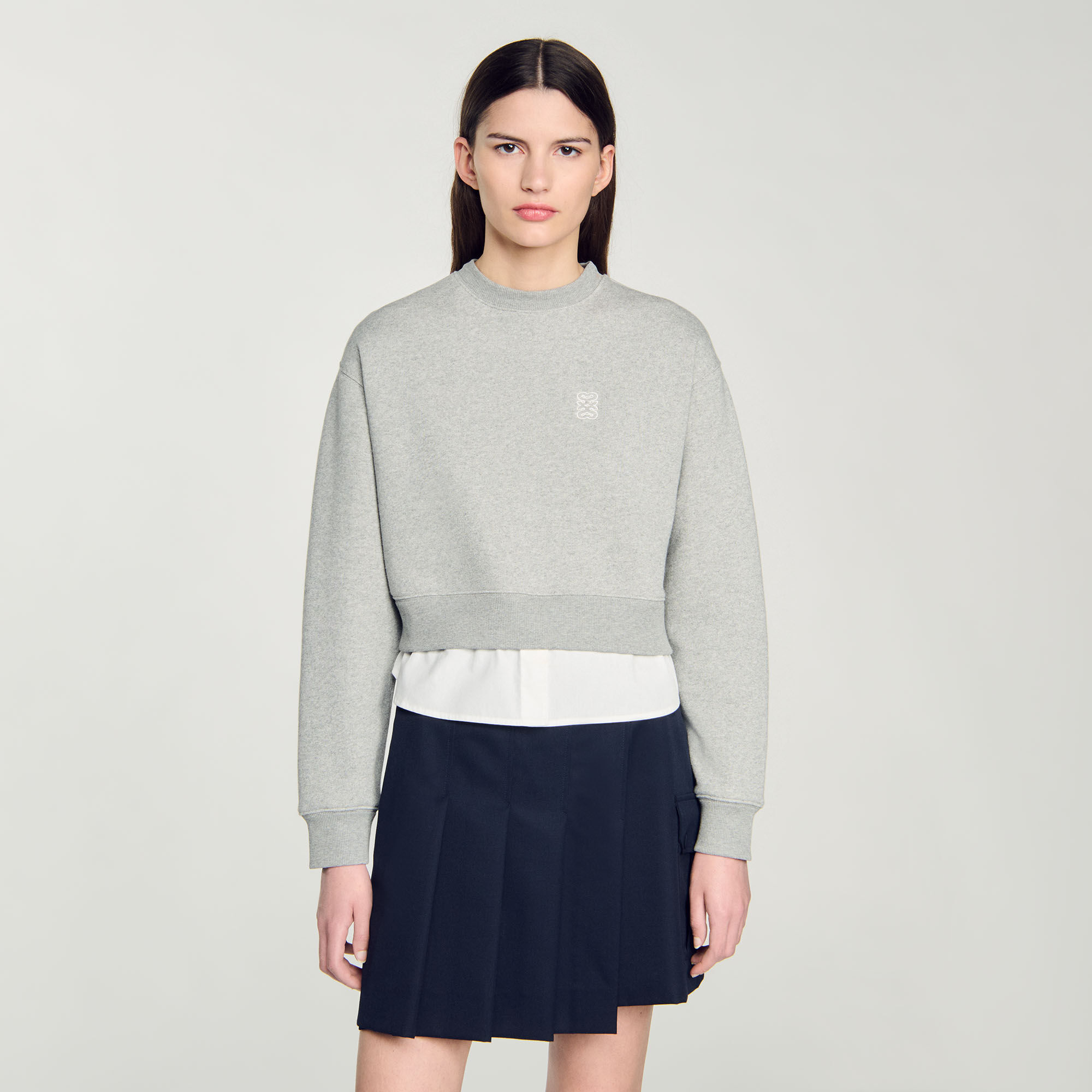Layered effect sweatshirt black / gray For Women | Sandro Paris