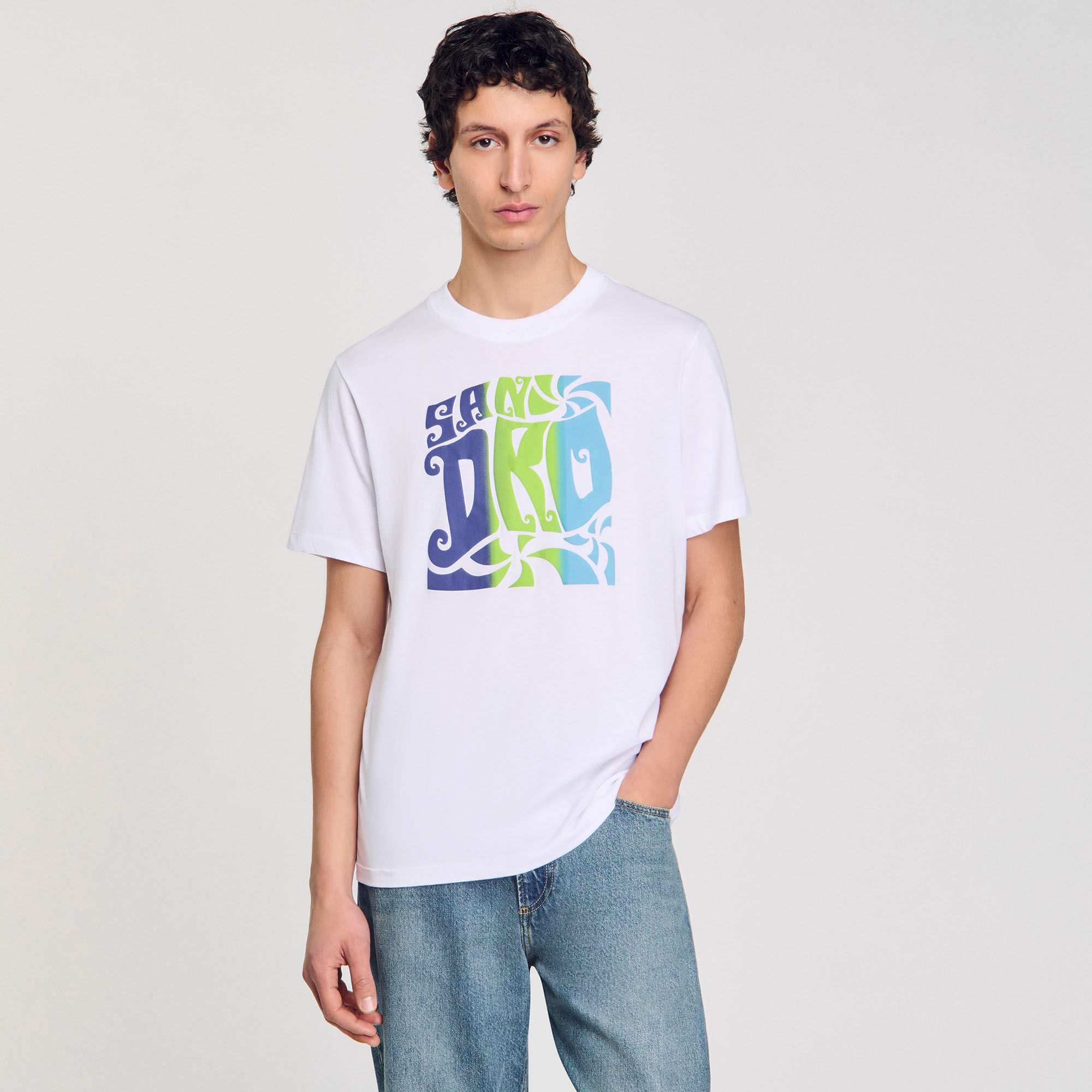 Wave print cotton T-shirt