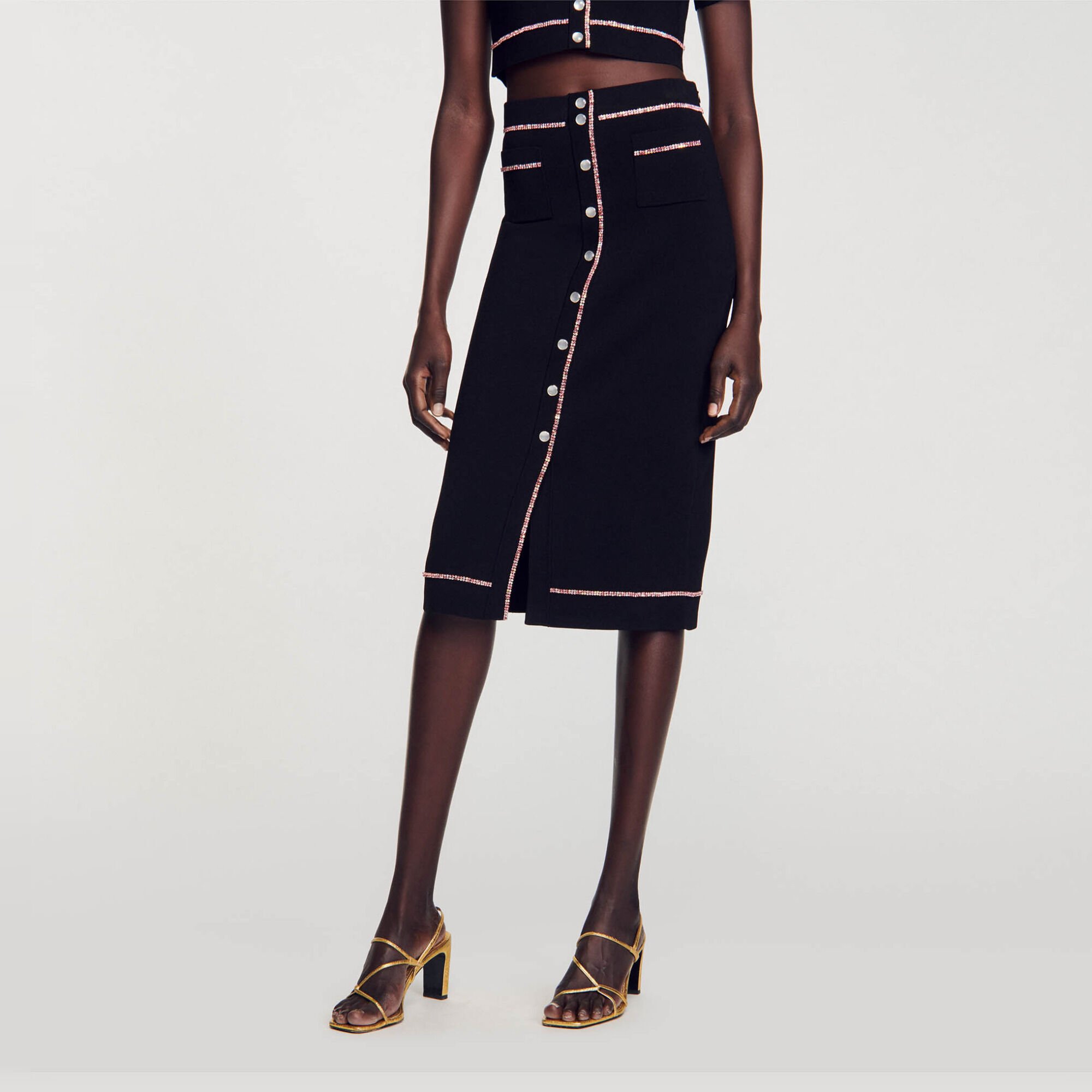 Rhinestone midi skirt