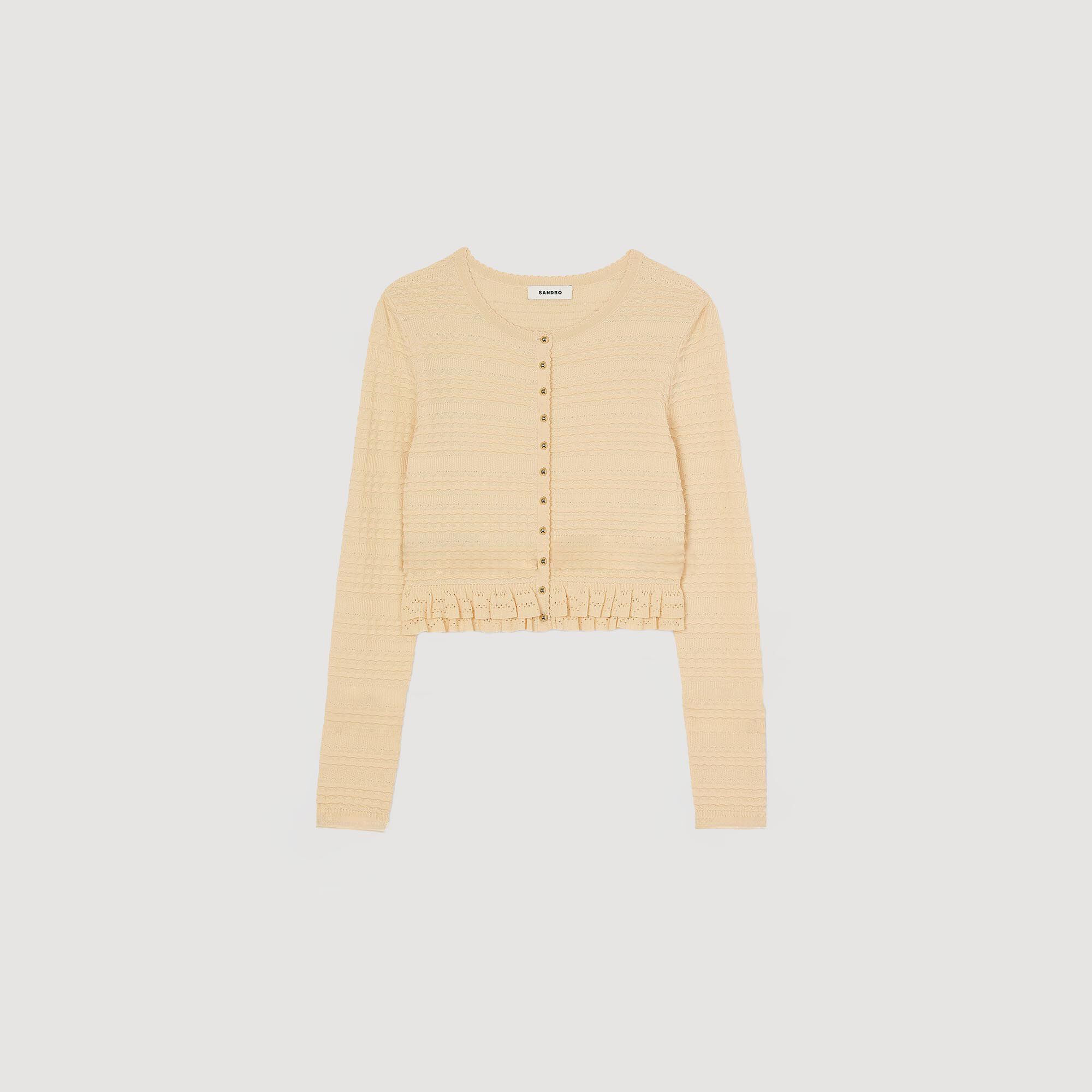 Ruffled cardigan white / beige For Women | Sandro Paris