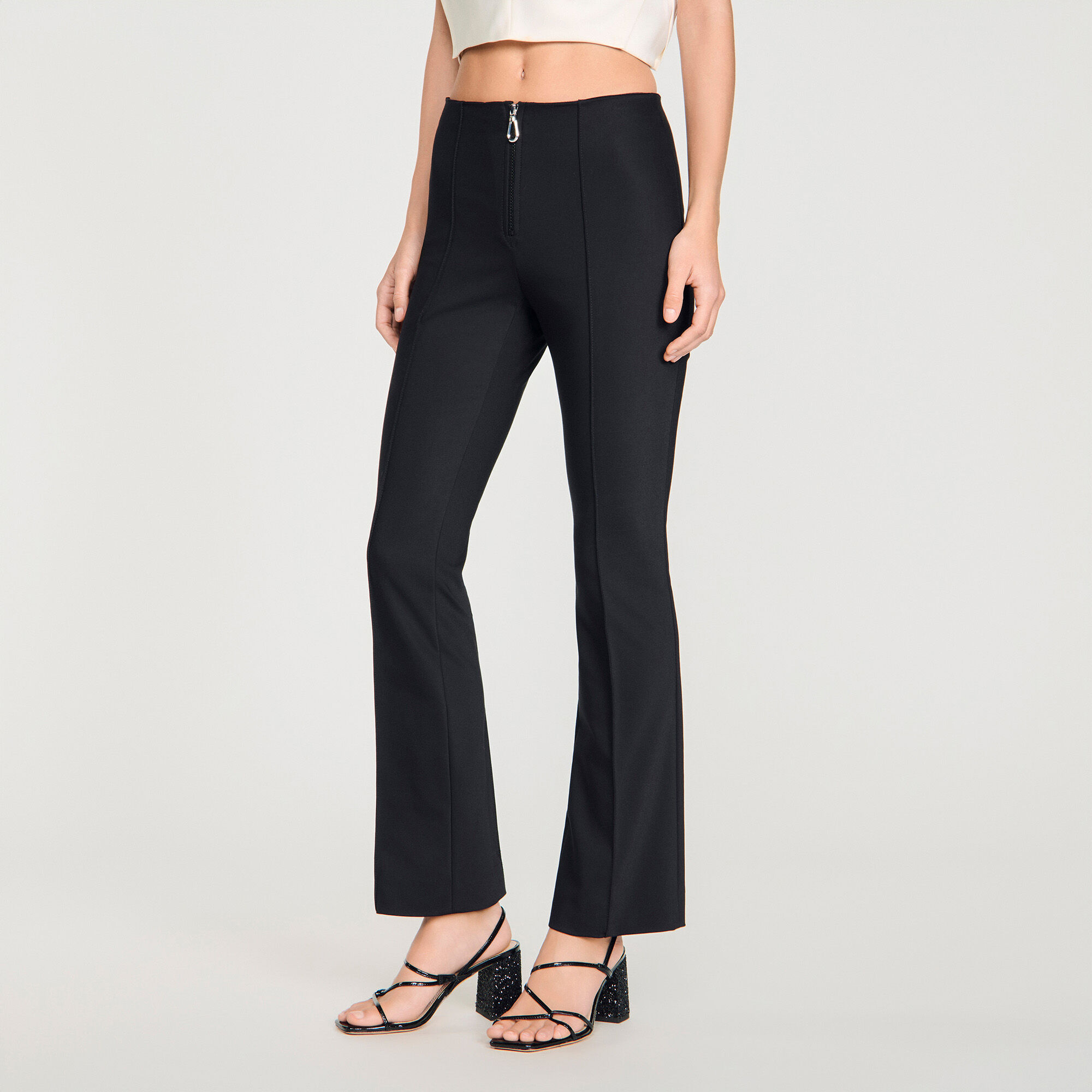 Pleat and zip trousers