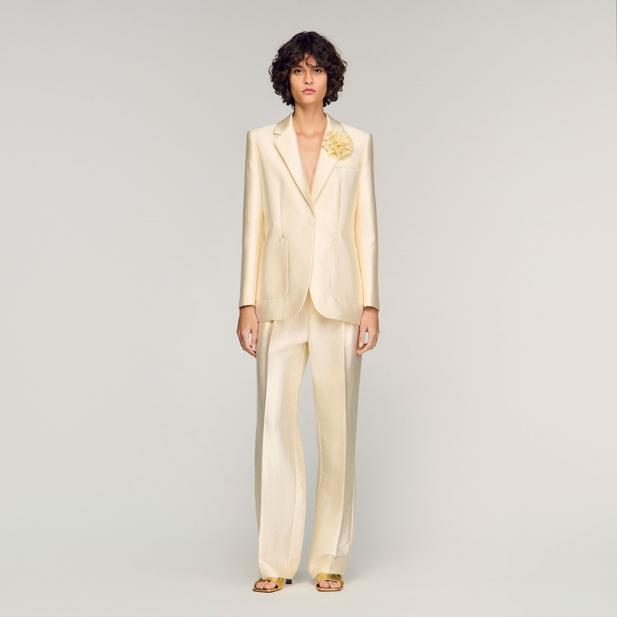 Satin jacket with flower detail