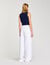Topstitched wide-leg jeans