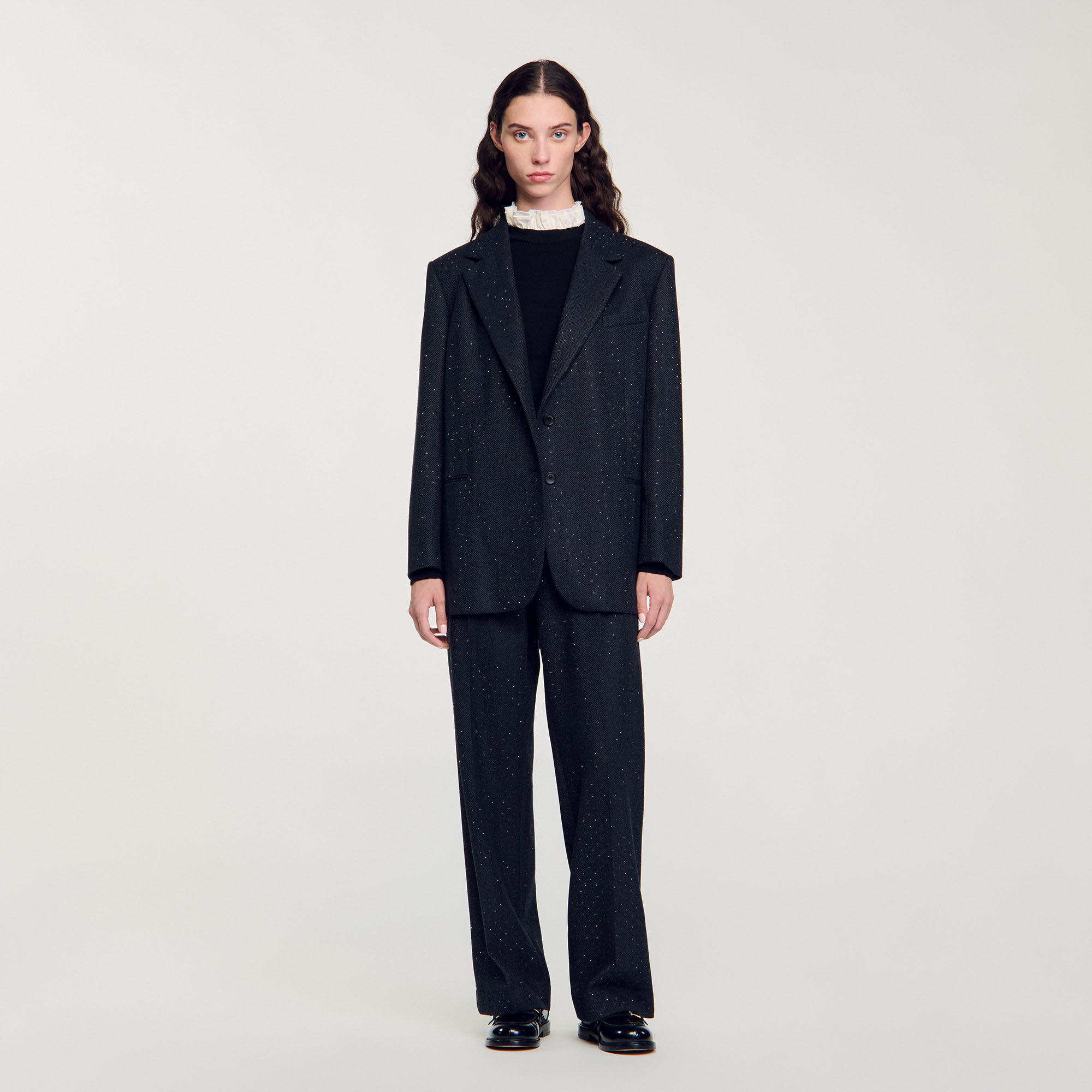 Oversized suit jacket black gray For Women Sandro Paris