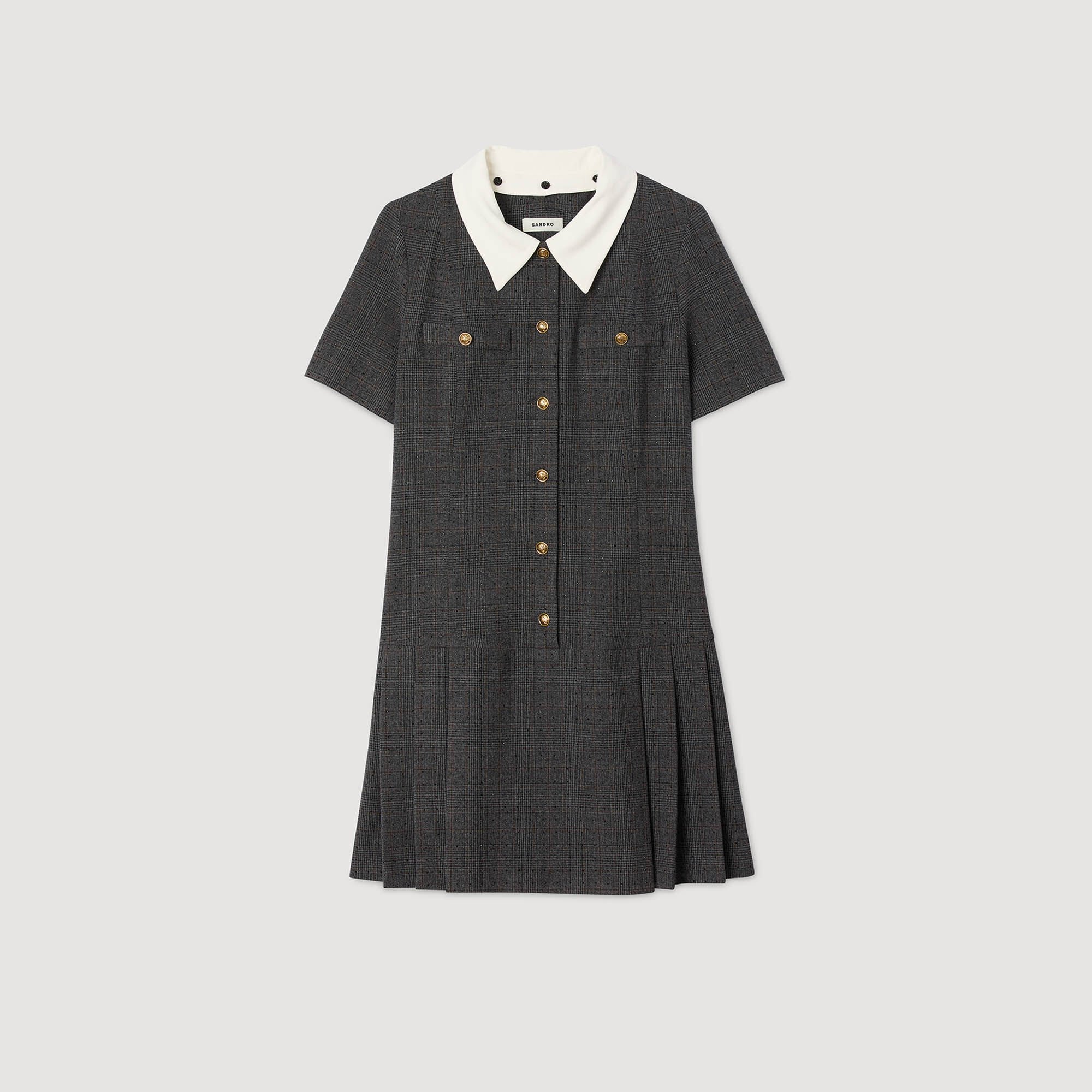 Mini pleated dress with rhinestones