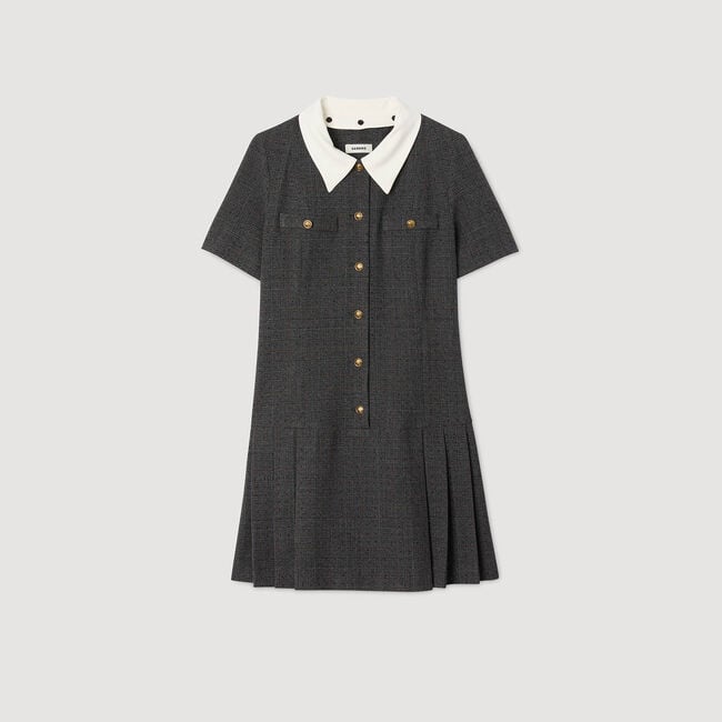 Mini pleated dress with rhinestones