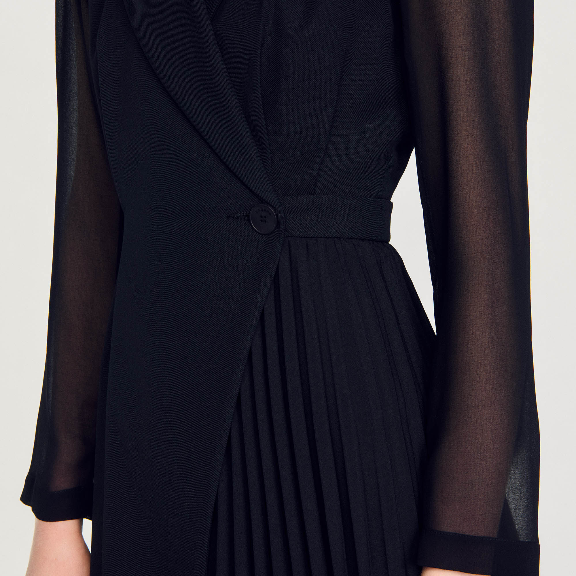 Wraparound dress black / gray For Women | Sandro Paris