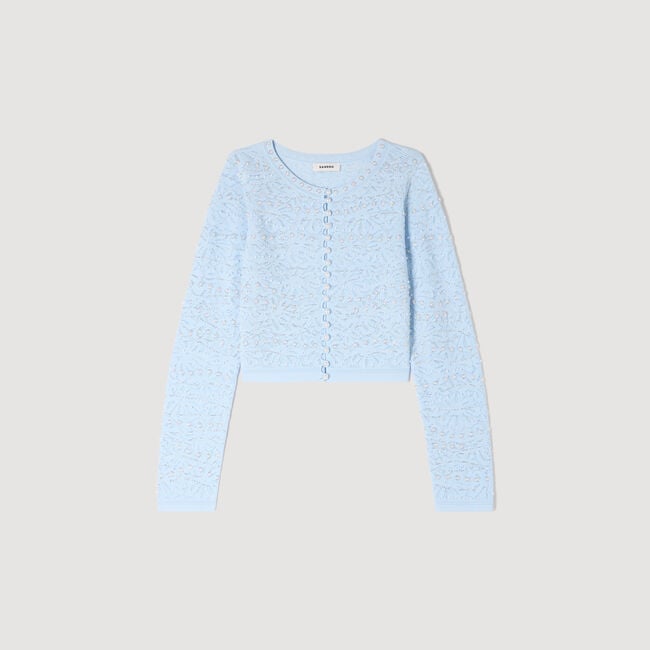 Cropped pearled cardigan