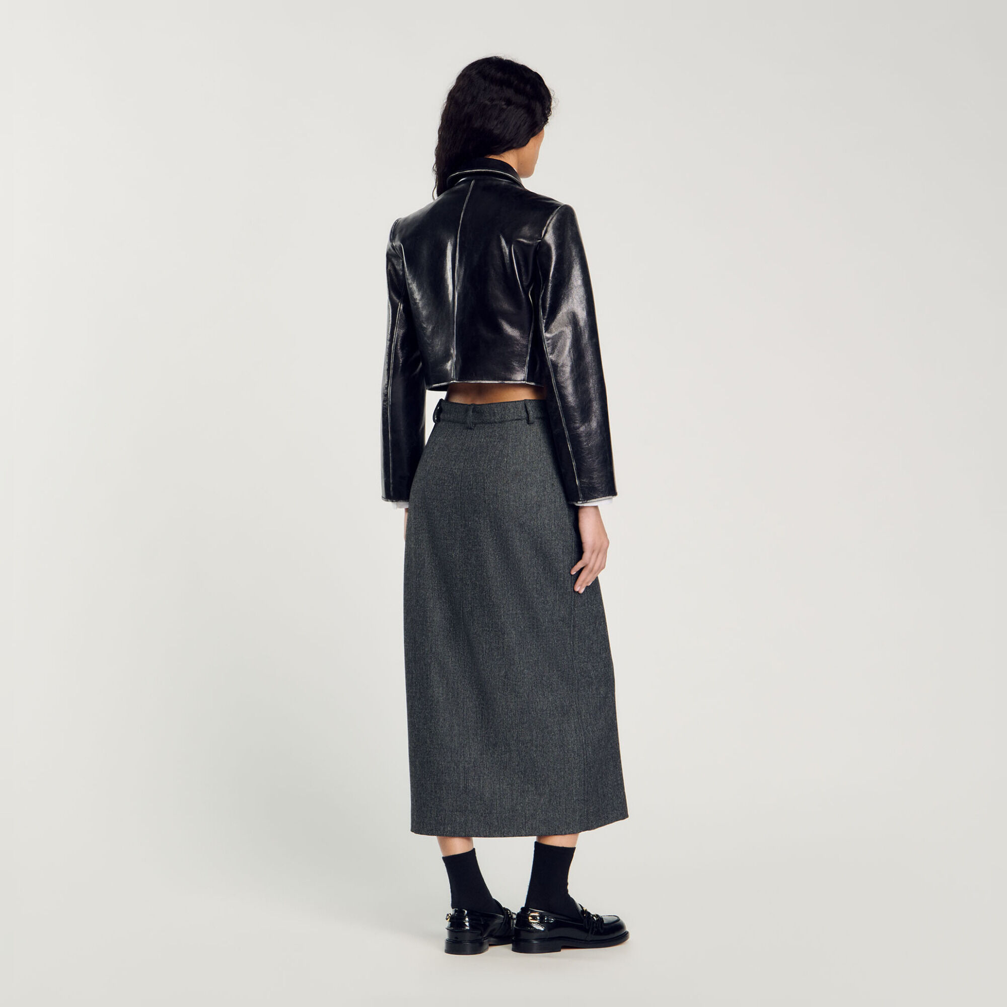 Cropped leather jacket