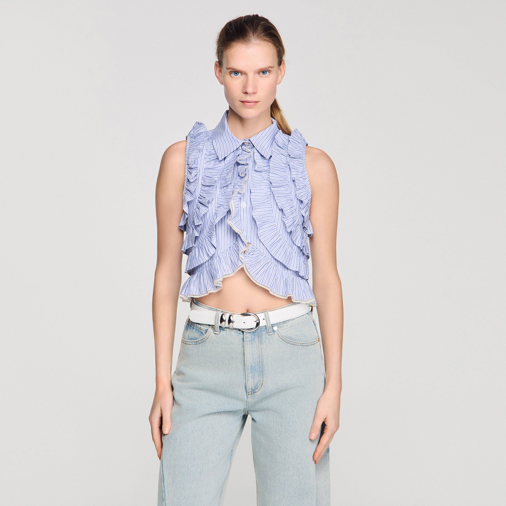 Ruffled striped shirt