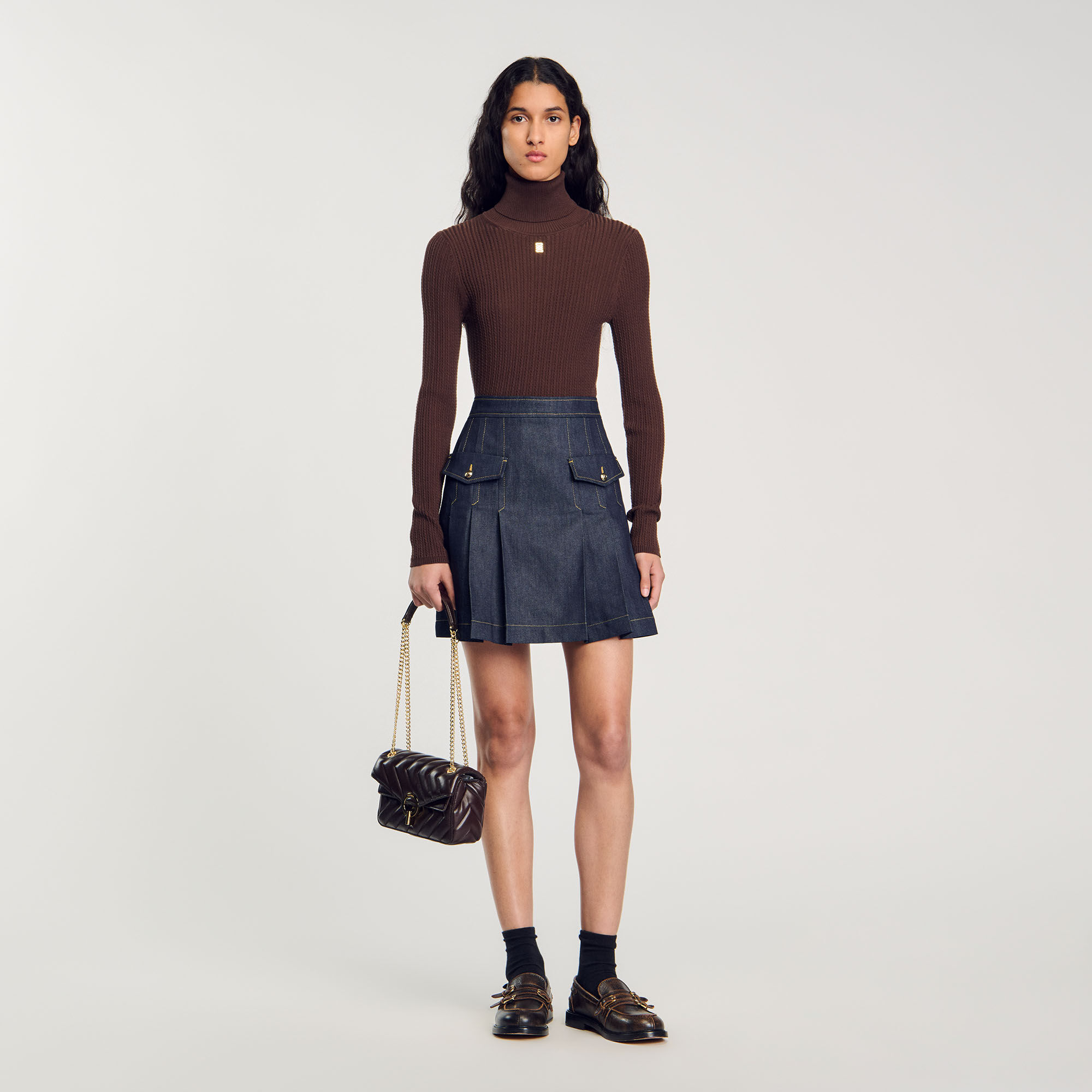 Turtleneck sweater brown For Women | Sandro Paris