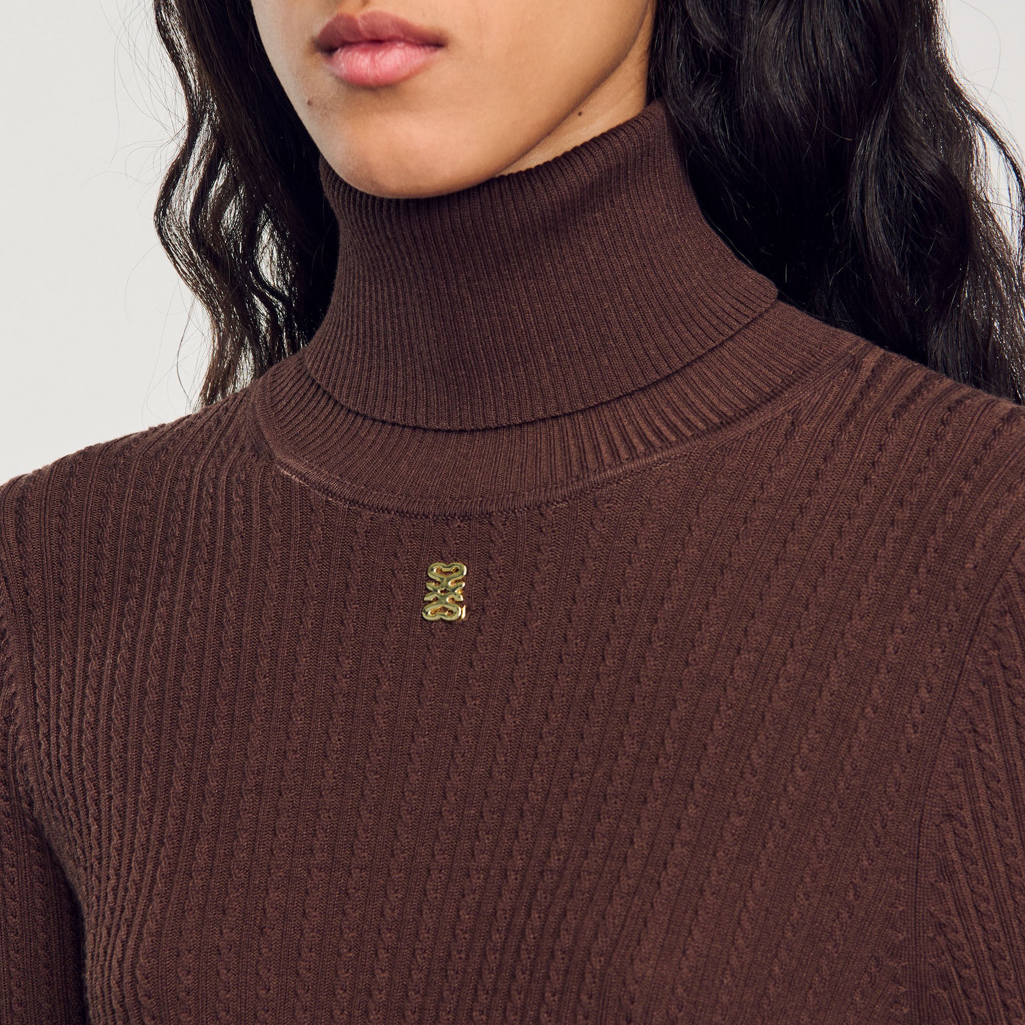 Turtleneck sweater brown For Women | Sandro Paris