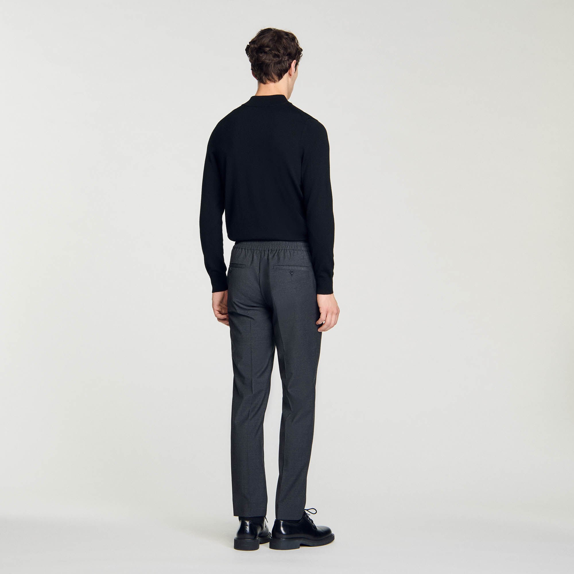 Elasticated straight-leg trousers
