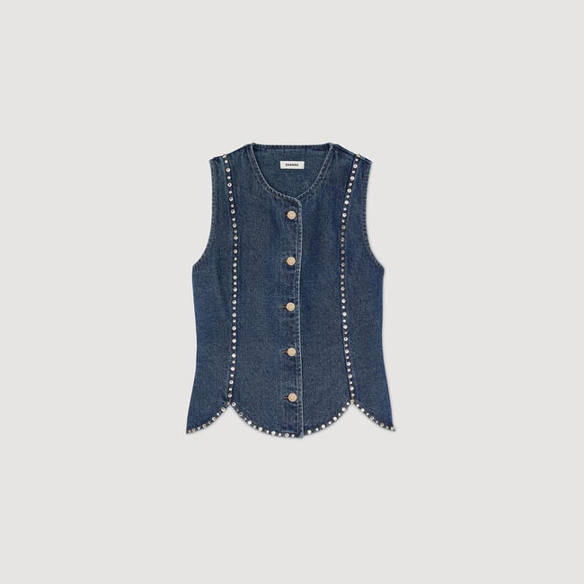 Rhinestone denim top